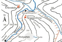 Burgfriedensbezirk von Spangenberg (aus: Burg Spangenberg und der 3-Burgenwanderweg, hrsg. v. Verein Burg Spangenberg e.V., Erfenstein 1994, S. 19)